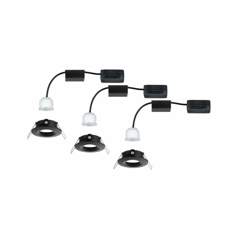 Paulmann LED Einbauleuchte Nova mini Coin 3er-Set starr IP44 4W 2700K Schwarz matt 230V