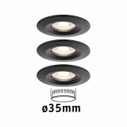 LED Einbauleuchte Nova mini Coin 3er-Set starr IP44 4W 2700K Schwarz matt 230V