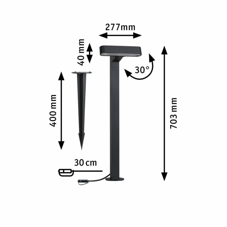 Paulmann Plug & Shine LED Pollerleuchte Ito Horizontale Ausrichtung IP65 3000K 6W   Anthrazit