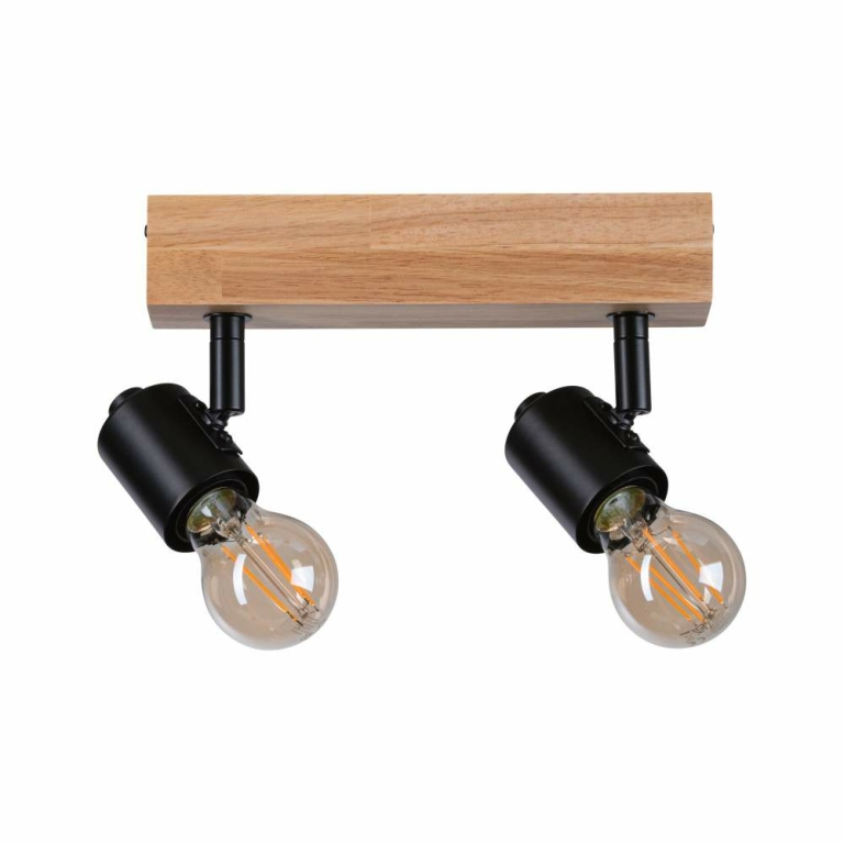 Paulmann LED Spotlight Deckenstrahler Arvid Schwarz Holz E27 2-flammig