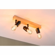 LED Spotlight Deckenstrahler Arvid Schwarz Holz E27 3-flammig