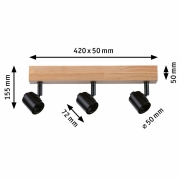 LED Spotlight Deckenstrahler Arvid Schwarz Holz E27 3-flammig