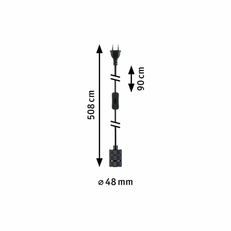 Paulmann Neordic Pendelleuchte Tilla inkl. Stecker  E27   max. 20W Schwarz dimmbar Metall