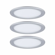 Möbel LED Schrankleuchte Pukk Chrom matt rund Warmweiß 3er-Set inkl. Trafo 230V