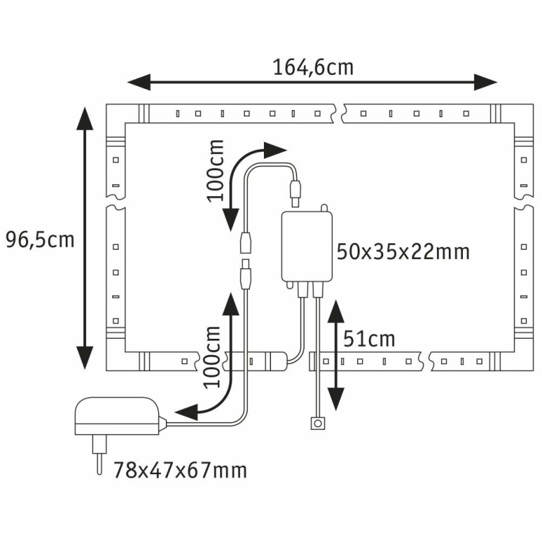 Paulmann MaxLED 250 LED Strip TV Comfort Basisset 75 Zoll 5,1m   25,5W 230lm/m 28LEDs/m 3000K 36VA