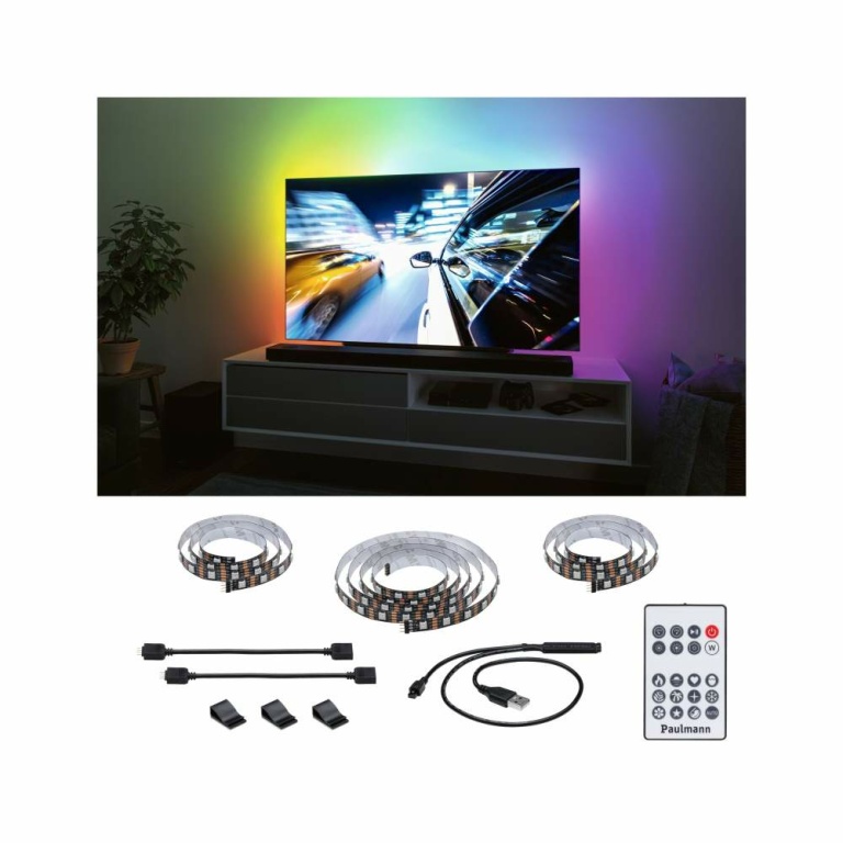 Paulmann EntertainLED USB LED Strip RGB TV-Beleuchtung 65 Zoll 2,4m 4W 60LEDs/m