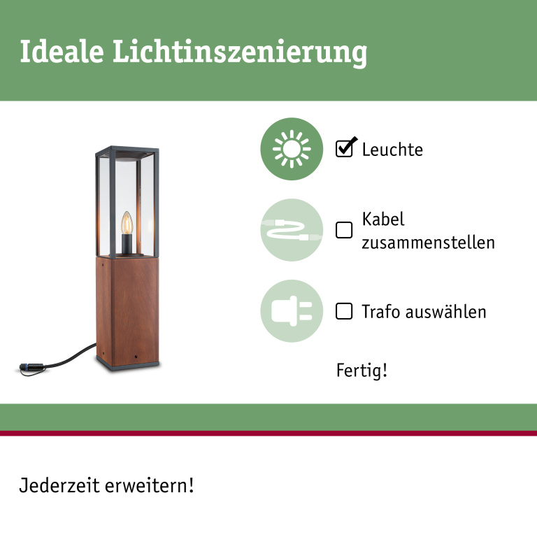 Paulmann Plug & Shine Pollerleuchte Venea 60cm IP44 Holz inkl. Leuchtmittel