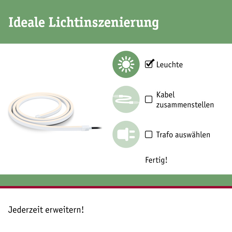 Paulmann Plug & Shine LED Stripe Smooth 2m IP68 3000K 12W Weiß