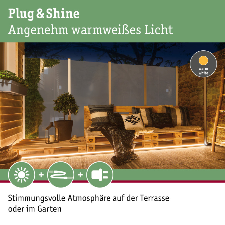 Paulmann Plug & Shine LED Stripe Smooth 2m IP68 3000K 12W Weiß