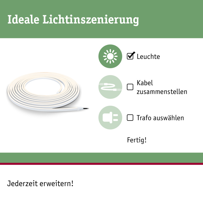 Paulmann Plug & Shine LED Stripe Smooth 10m IP68 3000K 46W Weiß