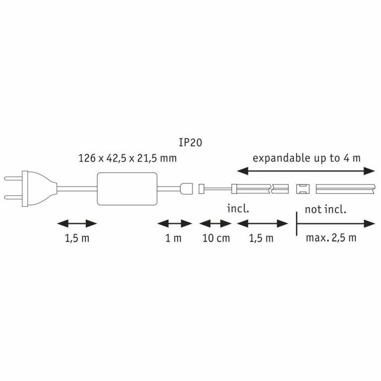 Paulmann MaxLED 500 LED Strip Full-Line COB Basisset  1,5m   10W 750lm 480LEDs/m 2700K 25VA