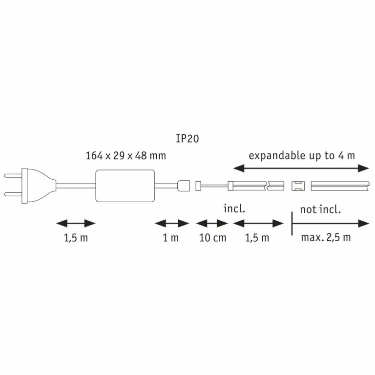 Paulmann MaxLED 1000 LED Strip Full-Line COB Basisset 1,5m 18W 1620lm 528LEDs/m 2700K 40VA