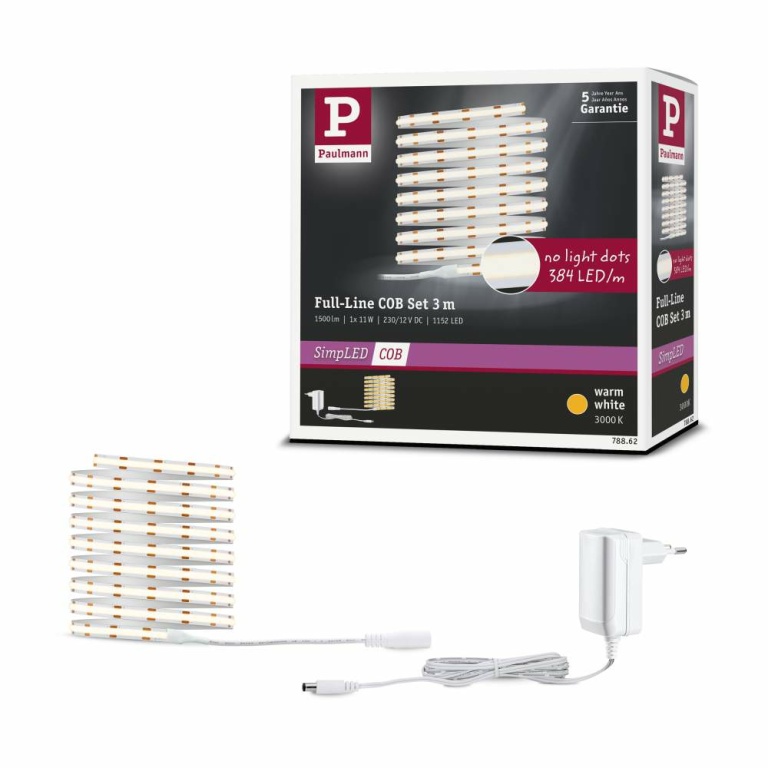 Paulmann SimpLED LED Strip Full-Line COB Basisset 3m   11W 1500lm 384LEDs/m 3000K 12VA