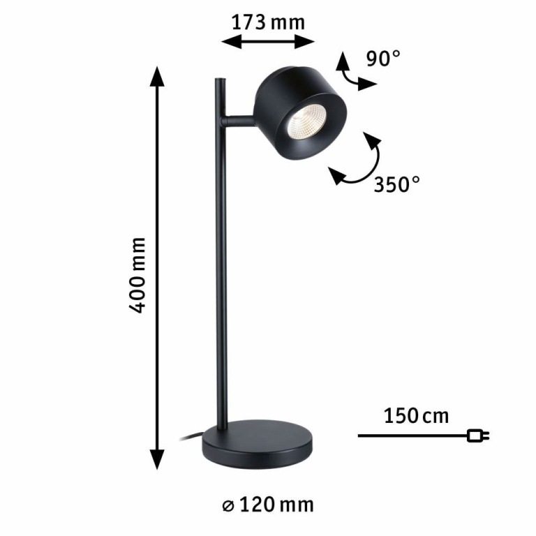 Paulmann LED Tischleuchte Puric Pane Smart Home ZigBee 400lm 4,5W 2700K Schwarz dimmbar schwenkbar