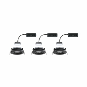 LED Einbauleuchten 3er-Set Nova Plus Coin rund 6W 2700K 470lm IP65 Schwarz matt schwenkbar dimmbar 230V