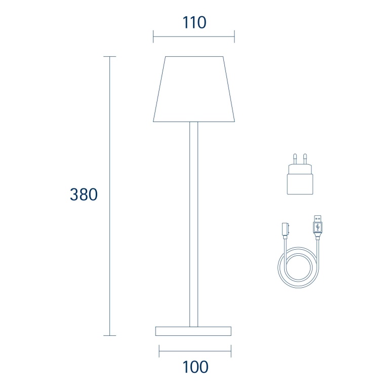 SIGOR Sigor Nuindie Akku-Tischleuchte  nachtschwarz LED rund 380mm IP54 dimmbar Flex-Mood Easy-Connect