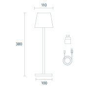 Sigor Nuindie Akku-Tischleuchte  schneeweiß LED rund 380mm IP54 dimmbar Flex-Mood Easy-Connect