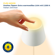 Sigor Nuindie Akku-Tischleuchte  schneeweiß LED rund 380mm IP54 dimmbar Flex-Mood Easy-Connect