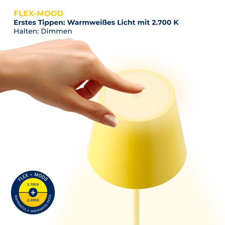 SIGOR Sigor Nuindie Akku-Tischleuchte  gelb LED rund 380mm IP54 dimmbar Flex-Mood Easy-Connect