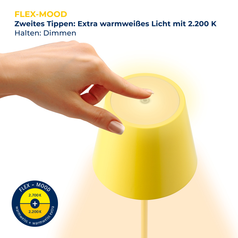 SIGOR Sigor Nuindie Akku-Tischleuchte  gelb LED rund 380mm IP54 dimmbar Flex-Mood Easy-Connect