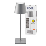 Sigor Nuindie Akku-Tischleuchte  grau LED rund 380mm IP54 dimmbar Flex-Mood Easy-Connect