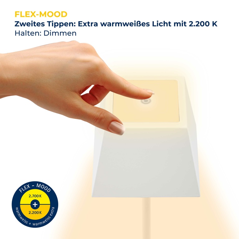 SIGOR Sigor Nuindie Akku-Tischleuchte  weiß LED eckig 380mm IP54 dimmbar Flex-Mood Easy-Connect