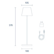 Sigor Nuindie Akku-Tischleuchte  weiß LED eckig 380mm IP54 dimmbar Flex-Mood Easy-Connect