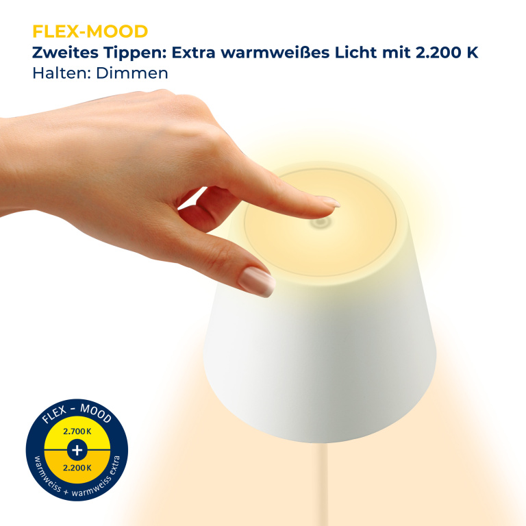 SIGOR Sigor Nuindie Akku-Stehlampe weiß LED rund 1200mm IP54 dimmbar Flex-Mood Easy-Connect