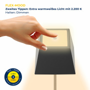 Sigor Nuindie Akku-Tischleuchte  schwarz LED eckig 370mm IP54 dimmbar Flex-Mood Easy-Connect