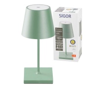 Sigor Nuindie mini Akku-Tischleuchte grün LED rund 250mm IP54 dimmbar Flex-Mood Easy-Connect