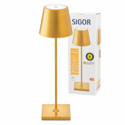 Sigor Nuindie Akku-Tischleuchte gold LED rund 380mm IP54 dimmbar Flex-Mood Easy-Connect