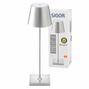 Sigor Nuindie Akku-Tischleuchte  silber LED rund 380mm IP54 dimmbar Flex-Mood Easy-Connect