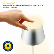 Sigor Nuindie Akku-Tischleuchte  silber LED rund 380mm IP54 dimmbar Flex-Mood Easy-Connect