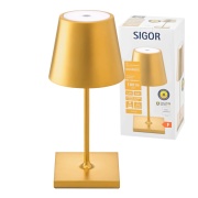 Sigor Nuindie Akku-Tischleuchte mini gold LED rund 250mm IP54 dimmbar Flex-Mood Easy-Connect