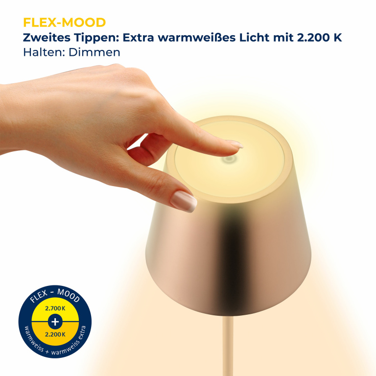 SIGOR Sigor Nuindie Akku-Tischleuchte mini bronze LED rund 250mm IP54 dimmbar Flex-Mood Easy-Connect