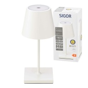 Sigor Nuindie Akku-Tischleuchte mini weiß LED rund 250mm IP54 dimmbar Flex-Mood Easy-Connect