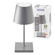 Sigor Nuindie Akku-Tischleuchte mini grau LED rund 250mm IP54 dimmbar Flex-Mood Easy-Connect