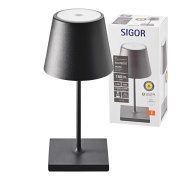 Sigor Nuindie Akku-Tischleuchte mini schwarz LED rund 250mm IP54 dimmbar Flex-Mood Easy-Connect