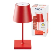 Sigor Nuindie Akku-Tischleuchte mini rot LED rund 250mm IP54 dimmbar Flex-Mood Easy-Connect