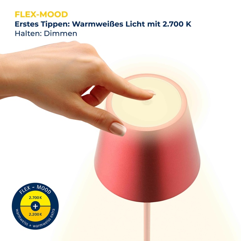 SIGOR Sigor Nuindie Akku-Tischleuchte  Kirschrot LED rund 380mm IP54 dimmbar Flex-Mood Easy-Connect