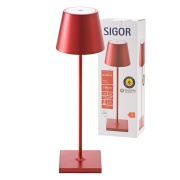 Sigor Nuindie Akku-Tischleuchte  Kirschrot LED rund 380mm IP54 dimmbar Flex-Mood Easy-Connect