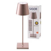 Sigor Nuindie Akku-Tischleuchte  Roségold LED rund 380mm IP54 dimmbar Flex-Mood Easy-Connect