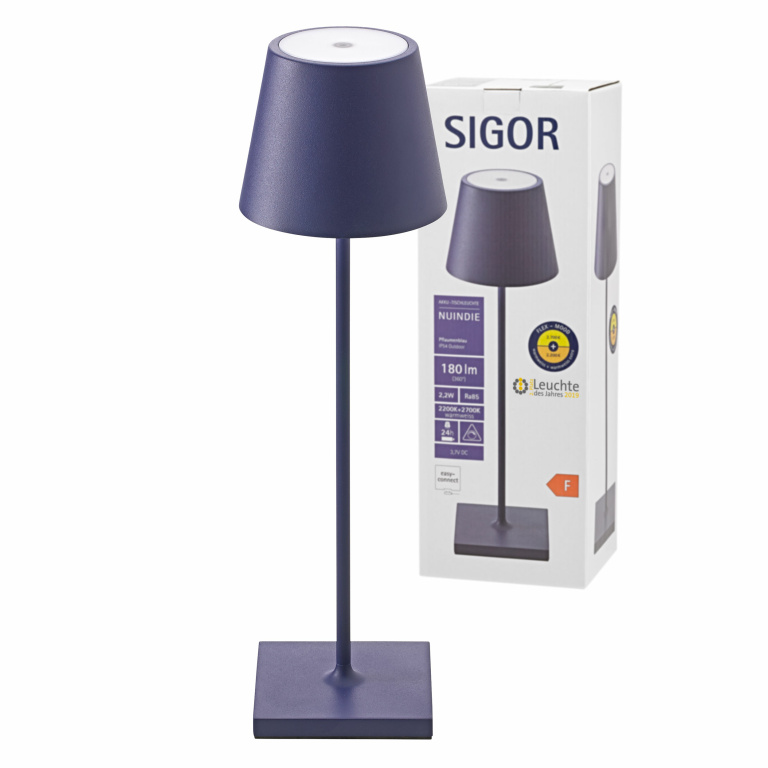 Sigor Nuindie Akku-Tischleuchte blau | 380mm rund Lampen1a LED