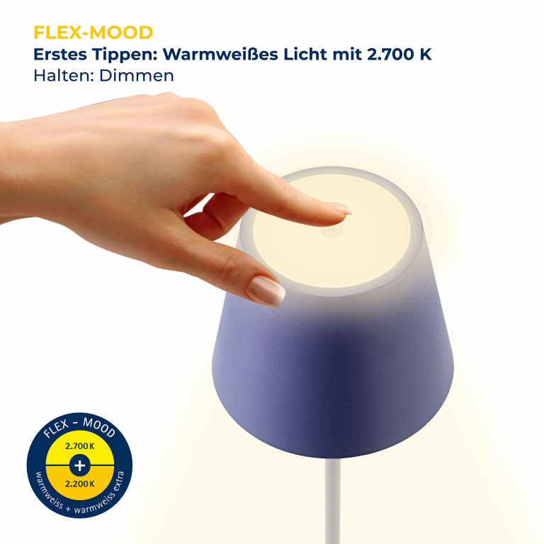 SIGOR Sigor Nuindie Akku-Tischleuchte  Pflaumenblau LED rund 380mm IP54 dimmbar Flex-Mood Easy-Connect