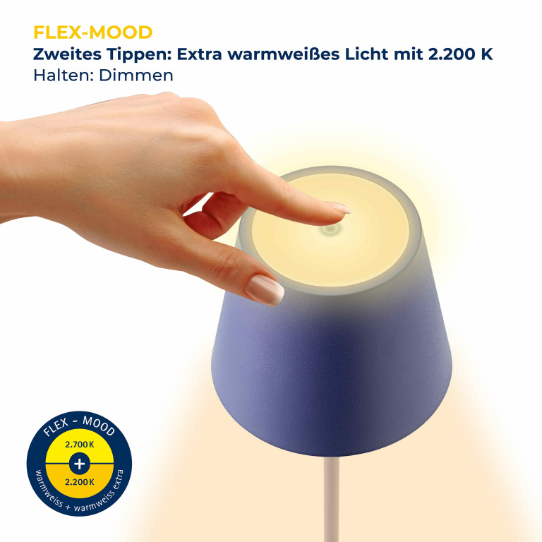 SIGOR Sigor Nuindie Akku-Tischleuchte  Pflaumenblau LED rund 380mm IP54 dimmbar Flex-Mood Easy-Connect