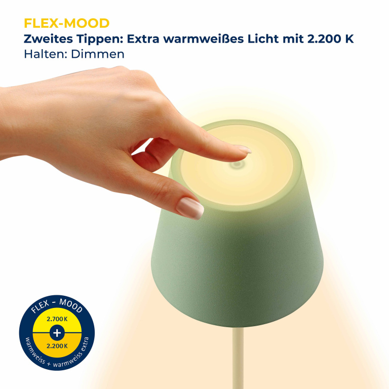 SIGOR Sigor Nuindie Akku-Tischleuchte  Tannengrün LED rund 380mm IP54 dimmbar Flex-Mood Easy-Connect