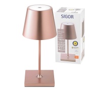 Sigor Nuindie Akku-Tischleuchte mini Roségold LED rund 250mm IP54 dimmbar Flex-Mood Easy-Connect