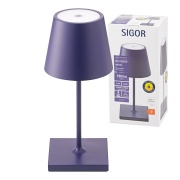 Sigor Nuindie Akku-Tischleuchte mini Pflaumenblau LED rund 250mm IP54 dimmbar Flex-Mood Easy-Connect