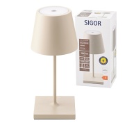 Sigor Nuindie Akku-Tischleuchte mini Dünenbeige LED rund 250mm IP54 dimmbar Flex-Mood Easy-Connect