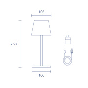 Sigor Nuindie mini Akku-Tischleuchte Schneeweiß LED eckig 250mm IP54 dimmbar Flex-Mood Easy-Connect